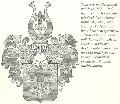 Vysvětlení Viléma Kudrličky k erbu, který rodina Abeleova užívala v letech 1838-1907 neprávem