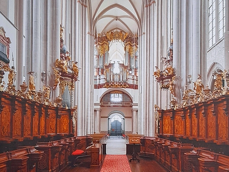 Kůr klášterního kostela Panny Marie ve Zwettlu, kde zpíval v chlapeckém sboru