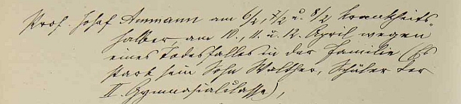 V únoru 1901 mu byla podle školní kroniky českokrumlovského německého gymnázia udělena zdravotní dovolená na 3 dny pro úmrtí syna Walthera - tentokrát je uveden jen s křestním jénem Josef