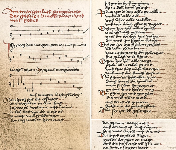 Původní zápis písně ve Vyšebrodském zpěvníku, dodnes opatrovaném v Cisterciáckém opatství Vyšší Brod...