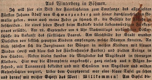 Úvod originálu článku ve Wiener Theater-Zeitung