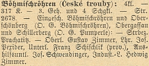 Záznam o škole v Českých Žlebech ve Statistickém popisu školních okresů Čech k roku 1884 svědčí o tom, že obec neměla tehdy ještě ustálené české jméno