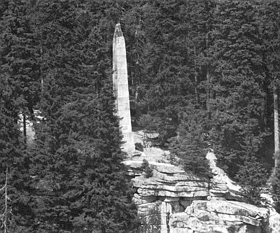 Stifterův obelisk nad Plešným jezerem na snímku, který pořídil Ing. Baldassari