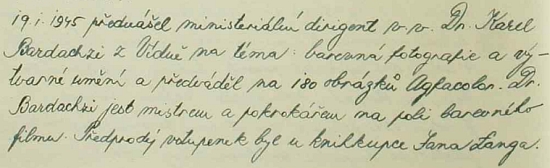 Záznam z pamětní knihy města Vimperka doporučuje jeho zdejší přednášku 19. ledna roku 1945 - je psán dodatečně českým kronikářem z německých materiálů