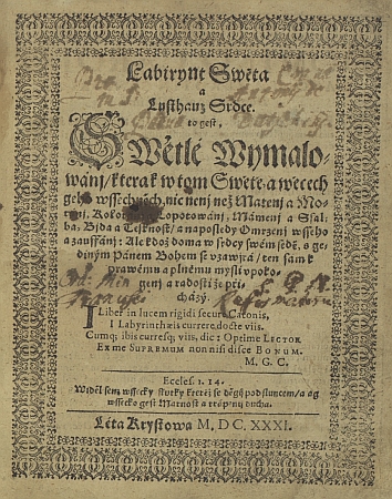 Titulní list prvního vydání Komenského knihy z roku 1631
