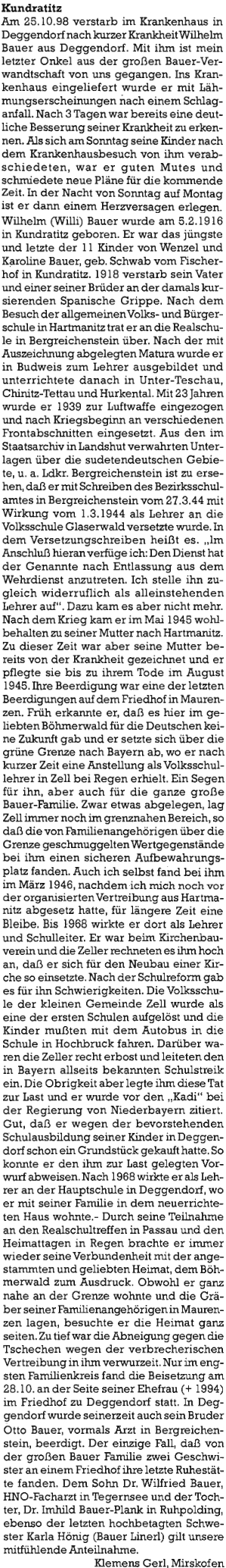 Nekrolog do krajanského časopisu napsal Klemens Gerl