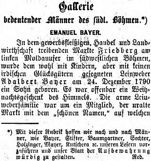 Nekrolog od Adolfa Bergera vycházel na pokračování i v "Krumauer Zeitung", redakce se hodlala věnovat i dalším vynikajícím mužům z jižních čech, bez výjimky rovněž zastoupených na webových stránkách Kohoutího kříže