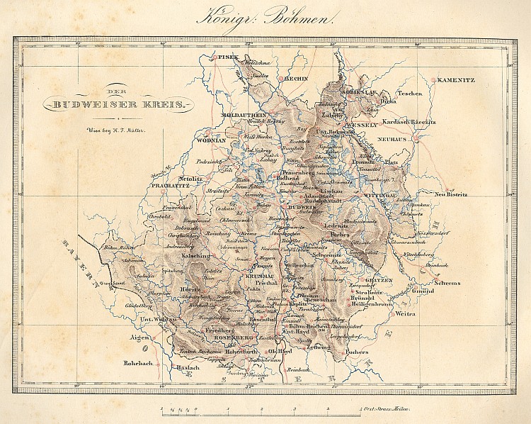 Mapka Budějovického kraje v Království českém v její příloze