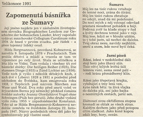 Původní otištění překladů básní Šumava a Jarní píseň v Česko-bavorských Výhledech opravdu neuvádí jméno toho, kdo ji přeložil