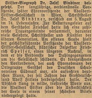 Dvě zprávy z tisku o jeho úmrtí - informovaly o něm Kleine Volks-Zeitung a nacistický Völkischer Beobachter