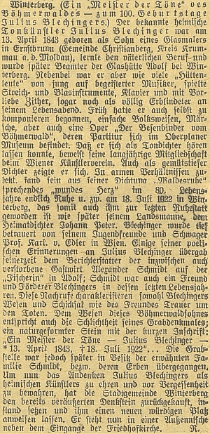 Takto vzpomněl 100. výročí jeho narození českobudějovický německý list