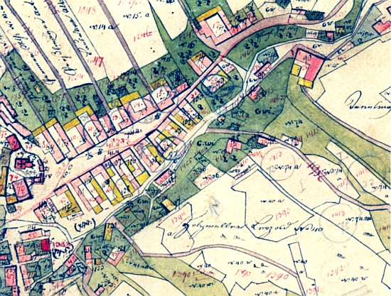 Cetviny na indikační skice stabilního katastru z roku 1826