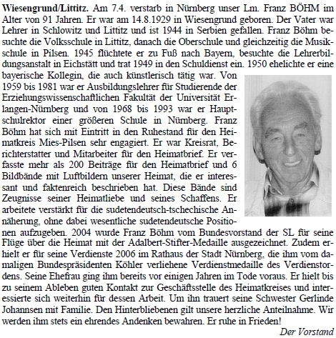 Nekrolog na stránkách krajanského časopisu