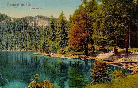 Plešné jezero počátkem 20. století na pohlednicích fotografů Josefa Seidela a Friedricha Ernsta Brandta z Gmundenu...