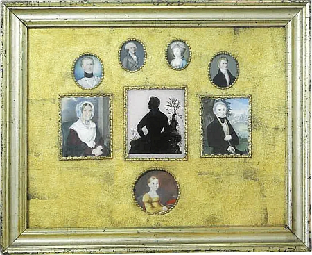 Tablo s osmi portréty členů rodiny Boos-Waldeck a Monfort