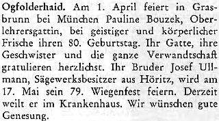 V blahopřání k jejím osmdesátinám ho v květnu 1974 ještě vidíme mezi gratulanty, jeho úmrtí o čtyři měsíce později ale krajanské časopisy nezaznamenaly