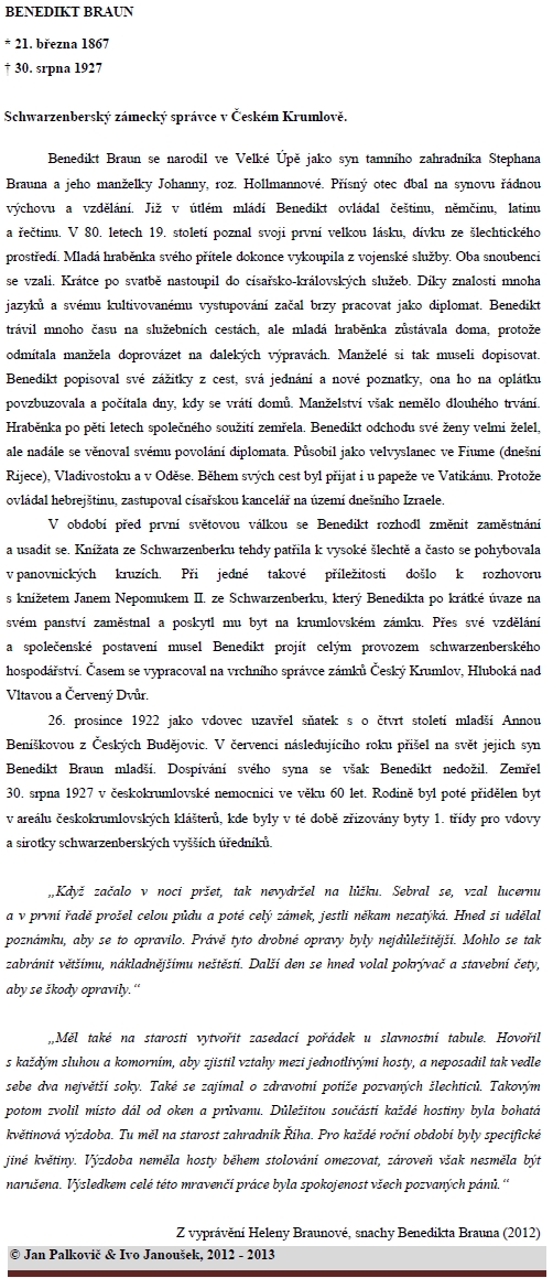 Životní příběh jeho otce, jak ho pro fotografickou expozici "4 fotografové, 2 země, 1 region", která se stala roku 2013 v obnovené českokrumlovské synagoze součásti jihočesko-hornorakouské zemské výstavy "Dávné stopy, nové cesty", převyprávěli kurátoři expozice pánové Jan Palkovič a Ivo Janoušek