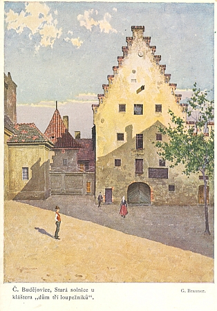 Jiná česká pohlednice s jeho motivem "domu tří loupežníků",
jak je nazývána "Stará solnice"