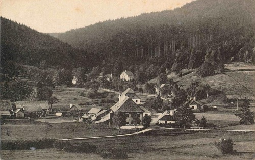 Stříbrné Hutě na pohlednici z doby kolem roku 1900 (viz i Robert Hamerling)