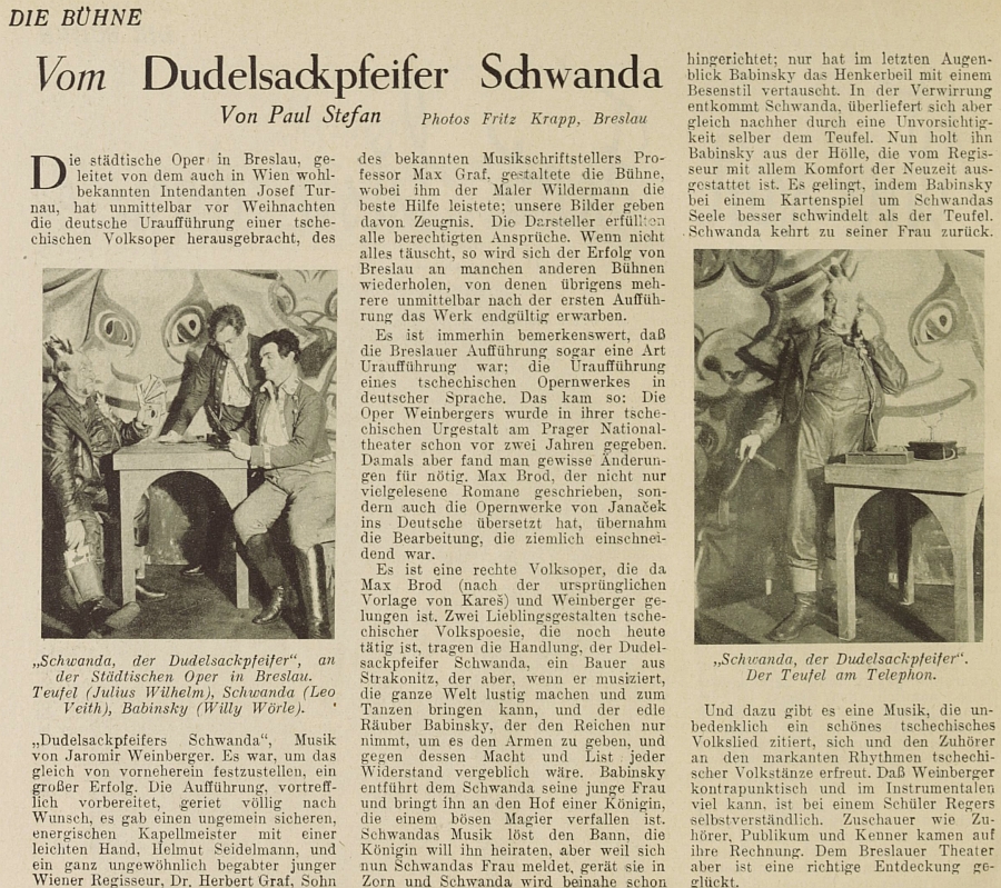 Recenze představení opery ve slezské Vratislavi (tehdy Breslau, dnes Wrocław) v prosinci 1929