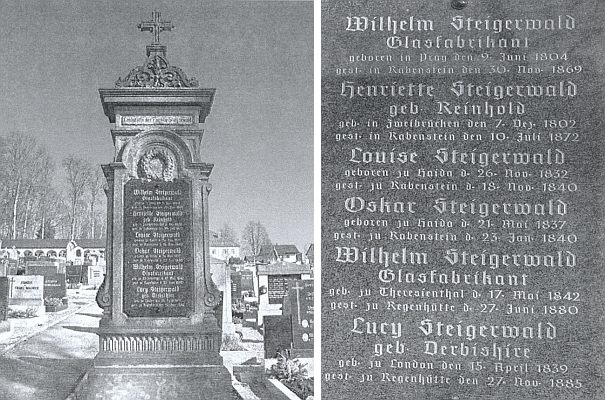 Náhrobek sklářských podnikatelů, Henriettiných předků, na hřbitově ve Zwieselu