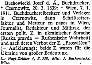 Heslo Josefa Buchowieckiho "staršího" v rakouském životopisném lexikonu