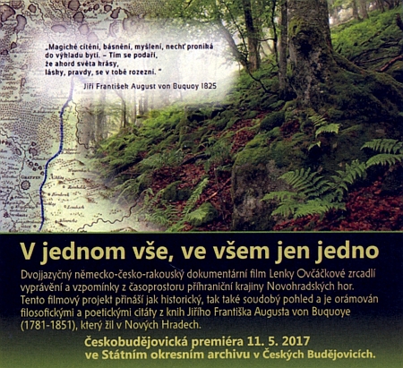 Pozvánka na českobudějovickou premiéru dokumentárního filmu Lenky Ovčáčkové s citacemi jeho básní