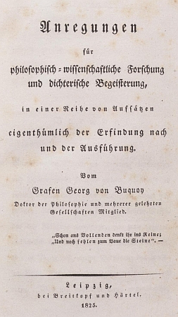 Titulní list jím v Lipsku vydané filozofické knihy (1825)