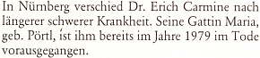 Zpráva o jeho skonu na stránkách krajanského měsíčníku v roce 1983