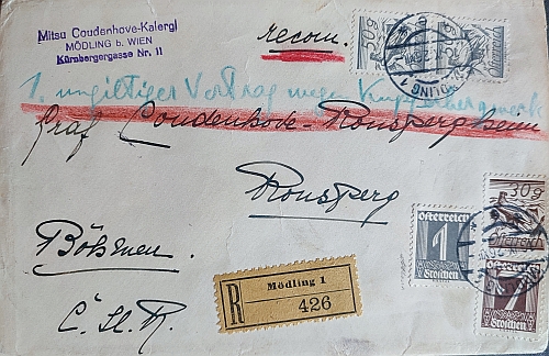 Obálka jejího dopisu synovi Hansovi