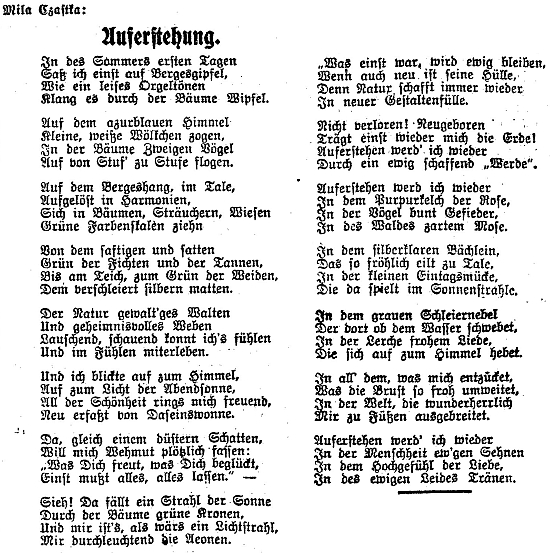 ... a báseň, otištěná o 18 let dříve v Prager Tagblatt, která ukázala, že je všechno jinak (viz její medailon)