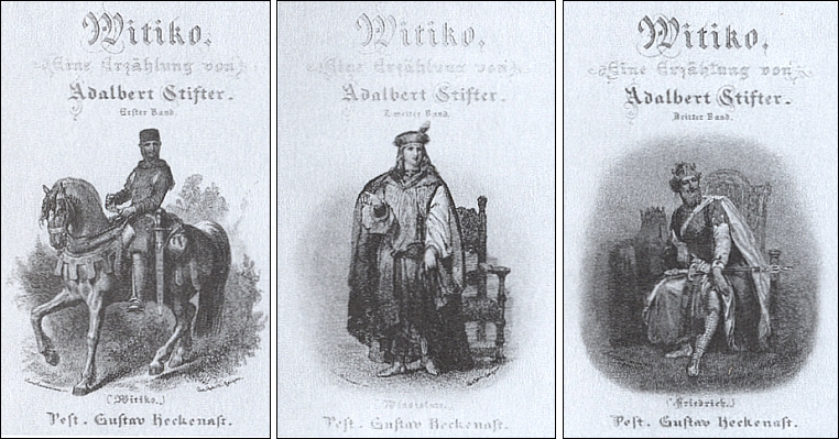 Titulní listy prvního vydání Stifterova "Vítka" v Pešti (dnes Budapešť)