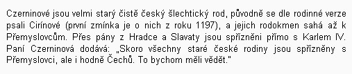 Odstavec z článku Karla Hvížďaly "Jsou Czerninové Češi?"