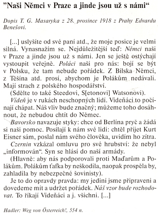 Masarykův dopis Benešovi z 28. prosince 1918 se zmiňuje i o Ottokaru Czerninovi a jeho synovi