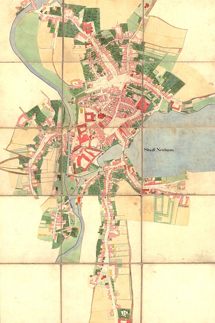 Jindřichův Hradec na indikační skize stabilního katastru z roku 1828...