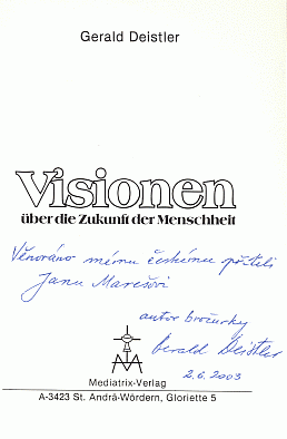 Obálka (1986) a titulní list s věnováním (nakladatelství Mediatrix, St. Andrä-Wördern)