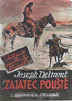 Obálka a skica k obálce malíře Zdeňka Buriana k Delmontovým knihám v nakladatelství J.R. Vilímek (1928)