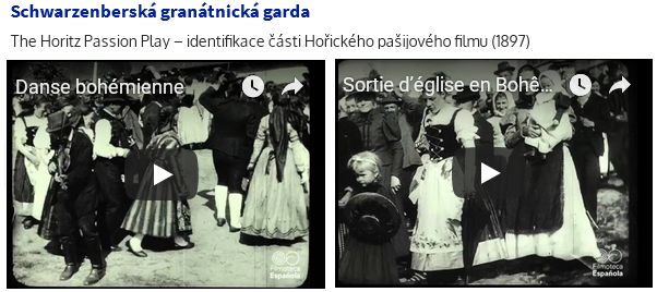 Úžasný objev najdeme na webových stránkách Schwarzenberské granátnické gardy v Českém Krumlově: dochované sekvence z "Hořického pašijového filmu" z roku 1897 (klikněte na obrázek pro zobrazení stránky, sekvence jsou v její spodní části)