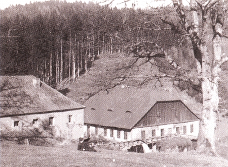 Leštírna a brusírna skla ve Fichtenbachu na snímku z doby kolem roku 1900