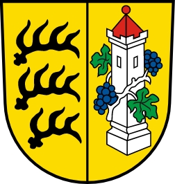 Znak německého města Marbach am Neckar, kde zemřel a je i pochován