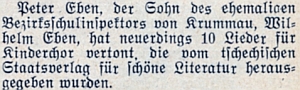 Jeho práce si všímal krajanský tisk i v padesátých letech, jako tady v únoru roku 1959