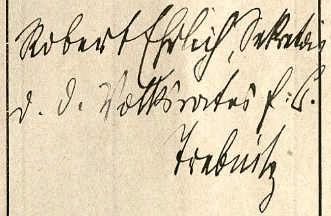 Jeho podpis jako svědka na svatbě bratra Aloise 18. ledna 1911 v Trofaiach