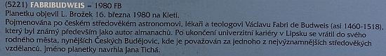 "Plotová výstava" u českobudějovické hvězdárny v roce 2020 připomněla i planetku, která je po něm pojmenována