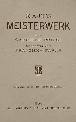 Obálka jejího překladu próz Gabriely Preissové