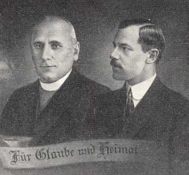 Wenzel Feierfeil a hrabě Eugen Ledebur-Wicheln (*1873, zemřel 12. listopadu 1945 v Terezíně jako vězeň československého sběrného tábora v důsledku špatného zacházení), poslanci československého parlamentu a senátu "Für Glaube und Heimat", tj. za německou křesťansko-sociální stranu (Ledebur navrhl už roku 1936 její sloučení s Henleinovou Sudetoněmeckou stranou)