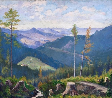 Jeho rodná Hojsova Stráž na obraze pražského malíře Jana Bedřicha Minaříka (1862-1937)