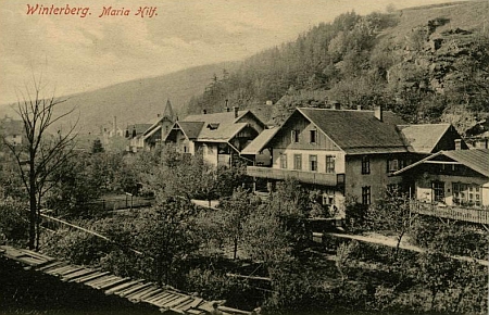 Rodné vimperské předměstí Mariahilf na pohlednici Josefa Seidela z roku 1909