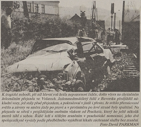 ... a zpráva v českých novinách, která popisuje příčinu nehody jinak