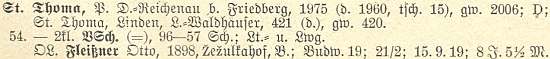 Záznam s jeho jménem v seznamu německého učitelstva v Čechách z roku 1928