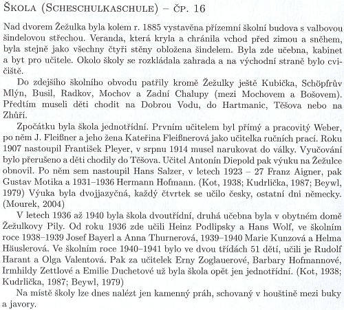 O škole v Žežulce, kde učil jeho otec a také Heinz Podlipsky (viz i Zephyrin Beywl)